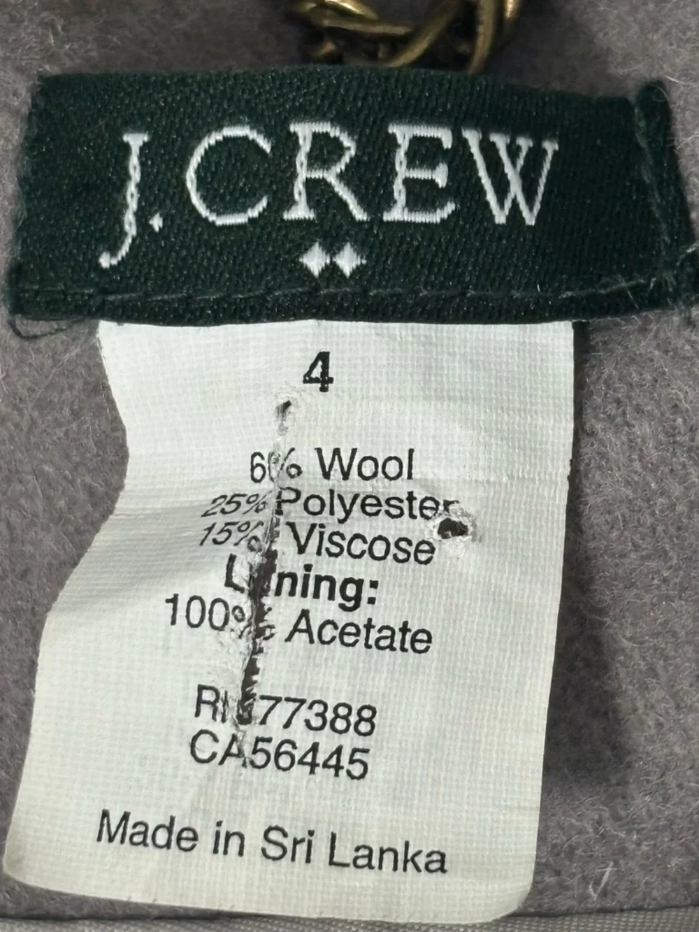 J.Crew Womens Lady Day Coat Size 4 Wool Blend Jacket Gray Knee Length EUC - Picture 12 of 13